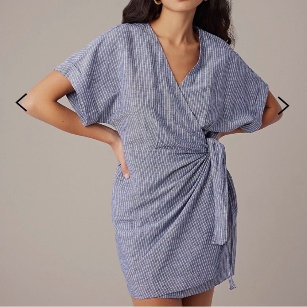 Hudson North Blue Mini Dress with Wrap Tie Front